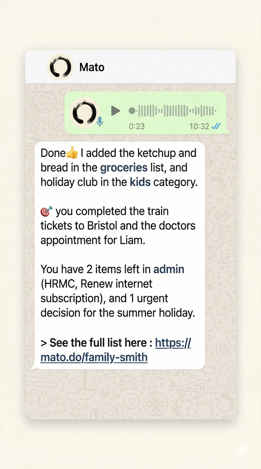 WhatsApp AI response in English