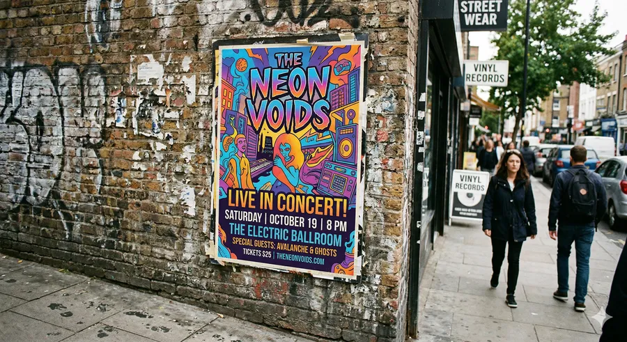 Photo d'une affiche de concert analysée par Mato