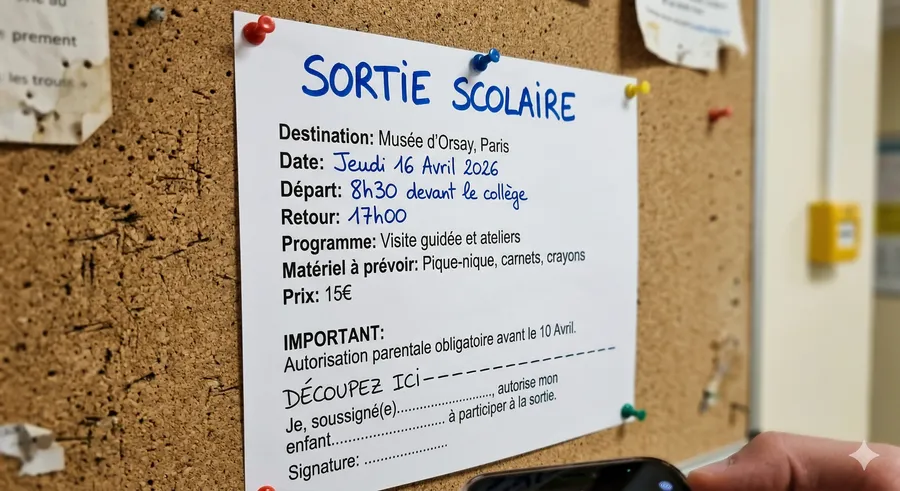 Photo d'un mot d'école analysé par Mato